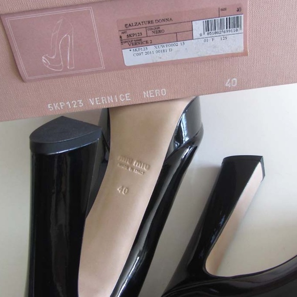 MIU MIU platform peep-toe pumps flared heels 40 10 - Picture 8 of 8